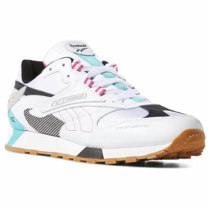 Reebok Classic Leather ATI 90s Turnschuhe Damen - Weiß/Türkis/Schwarz/Grau - DE 901-QWP